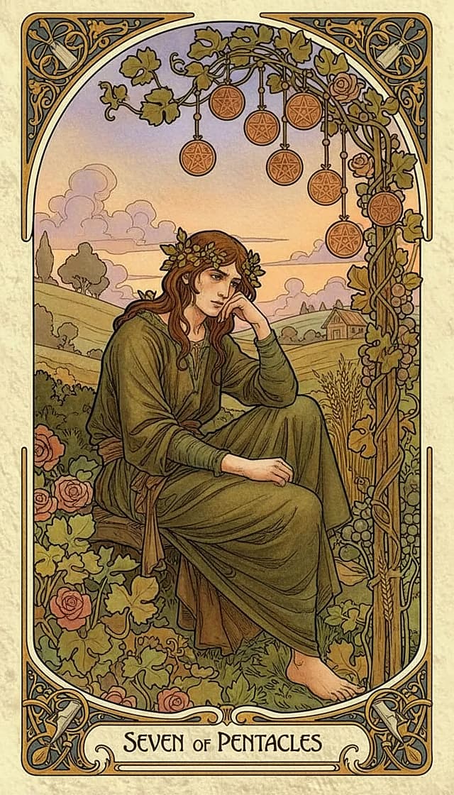 Seven of Pentacles Upright