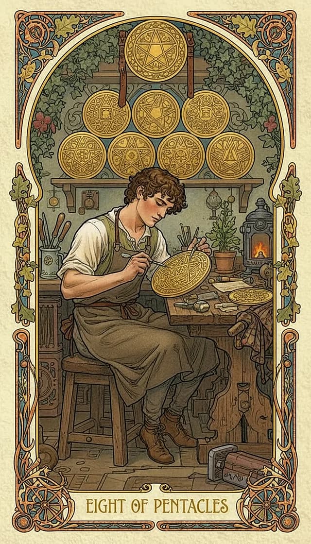 Eight of Pentacles Upright